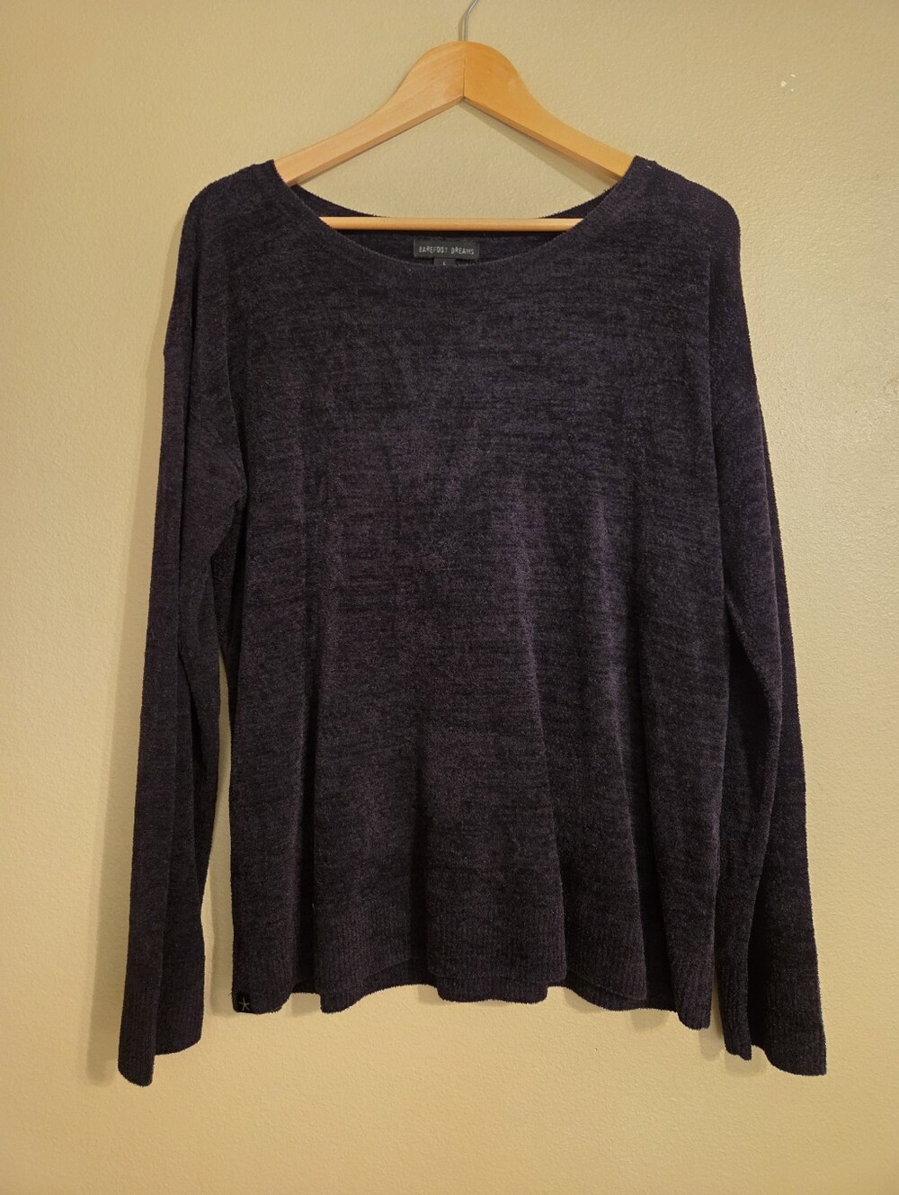 BAREFOOT DREAMS Cozychic Black Long Sleeve Crewneck Pull-Over Sweater Women's L